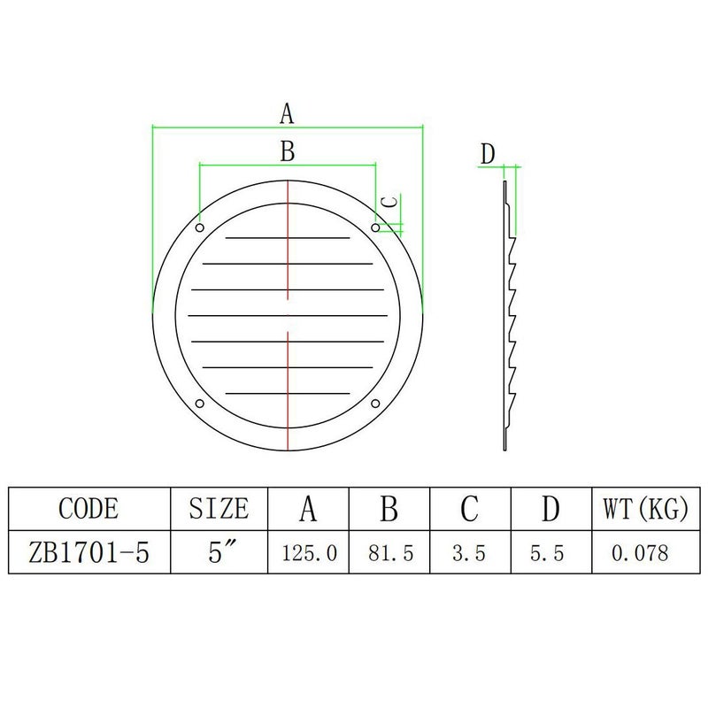 Amadget 5" Round Louvered Air Vent, 316 Stainless Steel Marine Boat Vent Cover, 2 Pcs - Image 3